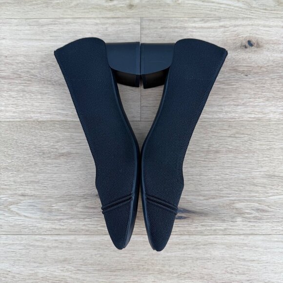 Vivaia Almond Toe Chunky Heels Julie Pro Size 42 US 10.5 Black Knit EUC $189 - Picture 6 of 13